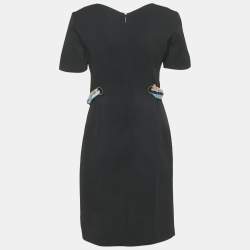 مملوكة مسبقًا Emilio Pucci Black Crepe Ribbon Details Mini Dress M