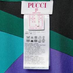 Pre Owned Emilio Pucci Multicolor Printed Silk Midi Skirt M