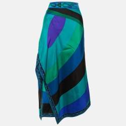 Pre Owned Emilio Pucci Multicolor Printed Silk Midi Skirt M