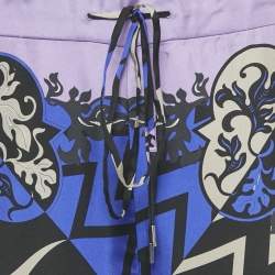 Pre Owned بنطلون إيميليو بوتشي حرير مطبوع لوبا أسود/أرجواني مقاس صغير