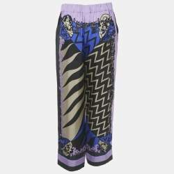 Pre Owned بنطلون إيميليو بوتشي حرير مطبوع لوبا أسود/أرجواني مقاس صغير