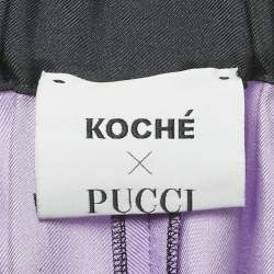 Pre Owned بنطلون إيميليو بوتشي حرير مطبوع لوبا أسود/أرجواني مقاس صغير