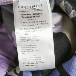 Pre Owned بنطلون إيميليو بوتشي حرير مطبوع لوبا أسود/أرجواني مقاس صغير