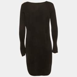 Pre Owned فستان ميني ايميلو بوتشي ساتان مطبوع أخضر / أسود وحياكة مطاطة مقاس متوسط