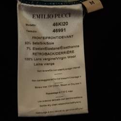 Pre Owned فستان ميني ايميلو بوتشي ساتان مطبوع أخضر / أسود وحياكة مطاطة مقاس متوسط