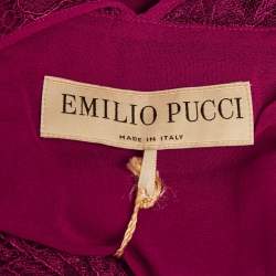 مملوكة مسبقًا فستان إميليو بوتشي أرجواني من الكريب المطاطي والدانتيل الشفاف ميديوس