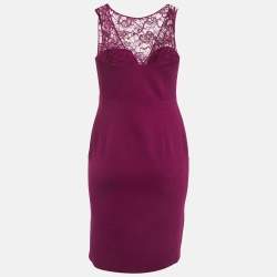 مملوكة مسبقًا فستان إميليو بوتشي أرجواني من الكريب المطاطي والدانتيل الشفاف ميديوس