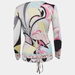مملوكة مسبقًا Emilio Pucci Multicolour Abstract Pattern Stretch Long-Sleeved Top M