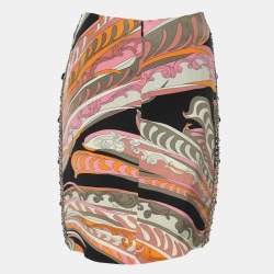 مملوكة مسبقًا تنورة ميدي إيميليو بوتشي حرير مطبوع متعدد الألوان مقاس متوسط - ميديون