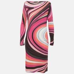 Pre Owned Emilio Pucci Multicolour Psychedelic Print Jersey Midi Dress S