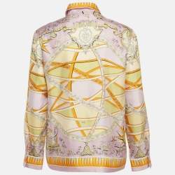 Pre Owned قميص حرير مطبوع زاه متعدد الألوان بأزرار من الأمام إيميليو بوتشي مقاس صغير