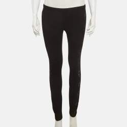 Pre Owned Emilio Pucci Black Lace Trim Jersey Skinny Trousers M