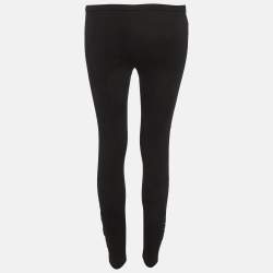 Pre Owned Emilio Pucci Black Lace Trim Jersey Skinny Trousers M