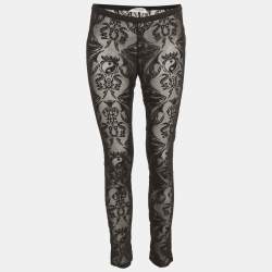 Pre Owned Emilio Pucci Black Lace Straight Trousers S