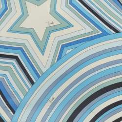 Pre Owned Emilio Pucci Blue Printed Jersey Fringe Mini Dress S