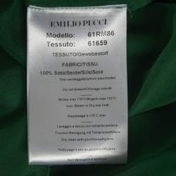 Pre Owned Emilio Pucci Green Silk Pleated Top M