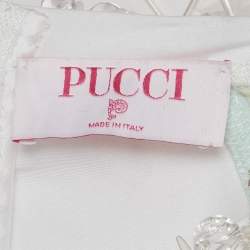 Pre Owned Emilio Pucci Printed Jersey Embellished Neck Top S