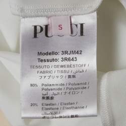 Pre Owned Emilio Pucci Printed Jersey Embellished Neck Top S