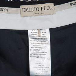 Emilio Pucci Navy Blue and Whte Textured Fringed Bottom Shorts M