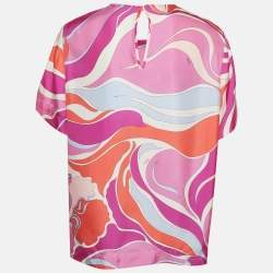Pre Owned Emilio Pucci Pink Printed Silk Top M
