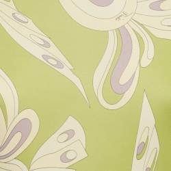 Pre Owned Emilio Pucci Green Printed Jersey Maxi Dress S