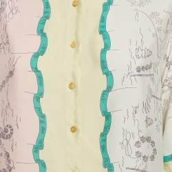 Pre Owned قميص حرير مطبوع متعدد الألوان بأكمام قصيرة إميليو بوتشي مقاس متوسط