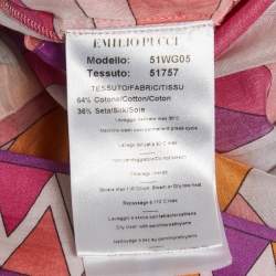 Pre Owned Emilio Pucci Orange/Pink Printed Voile Short Dress S