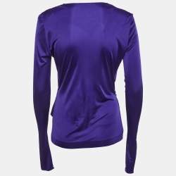 Pre Owned Emilio Pucci Purple Jersey Draped Top M