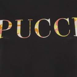 Pre Owned Emilio Pucci Black Cotton Logo T-Shirt XS