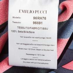 مملوكة مسبقًا Emilio Pucci Pink Stripe Print Jersey Midi Wrap Dress L