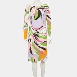 مملوكة مسبقًا Emilio Pucci Multicolour Iride Print Jersey Long Sleeve Mini Dress L