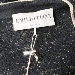 Emilio Pucci Black Wool Lurex Knit Detail Coat XL
