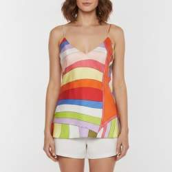 Pre Owned Emilio Pucci Multicolour Iride Print Silk Twill Camisole Top S