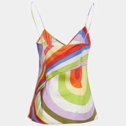 Pre Owned Emilio Pucci Multicolour Iride Print Silk Twill Camisole Top S