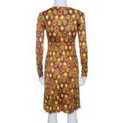Pre Owned Emilio Pucci Multicolor Printed Silk Jersey Long Sleeve Dress S