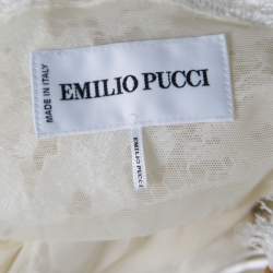 مملوكة مسبقًا Emilio Pucci White Floral Lace Scalloped Trim Ruched One Shoulder Dress S