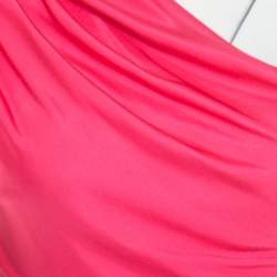 Pre Owned Emilio Pucci Pink Knit  Draped One Shoulder Dress S