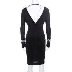 Pre Owned Emilio Pucci Black Knit Crystal Embellished Backless Sheath Dress S