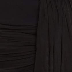 Pre Owned Emilio Pucci Black Draped Jersey Asymmetric Mini Skirt S