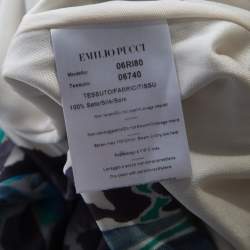 Emilio Pucci Multicolor Printed Silk Jersey Power Shoulder Draped Dress M