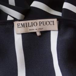 مملوكة مسبقًا Emilio Pucci Black and White Striped Silk Oversized Sleeveless Top S