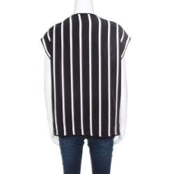 مملوكة مسبقًا Emilio Pucci Black and White Striped Silk Oversized Sleeveless Top S