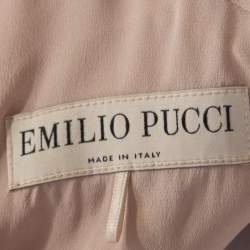 Pre Owned Emilio Pucci Blush Pink Wool Contrast Bodice Tie Detail Short Sleeve Dress M