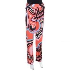 Emilio Pucci Multicolor Monogram Print Crepe Knit Trousers S