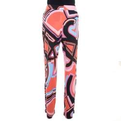 Emilio Pucci Multicolor Monogram Print Crepe Knit Trousers S