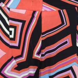 Emilio Pucci Multicolor Monogram Print Crepe Knit Trousers S