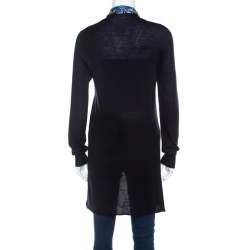 Emilio Pucci Navy Blue Embellished Trim Long Sleeve Cardigan M 