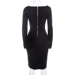 Pre Owned فستان كورسيه إيميليو بوتشي صوف أسود بخرز ذهبي أكمام طويلة M