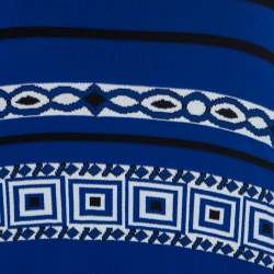 Emilio Pucci Blue Knit Aztec Pattern Strapless Dress S 
