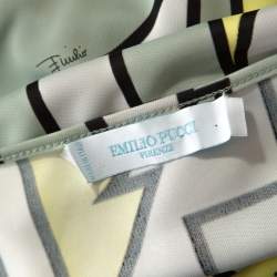 Pre Owned Emilio Pucci Multicolor Geometric Printed Silk Jersey Belted Dress M